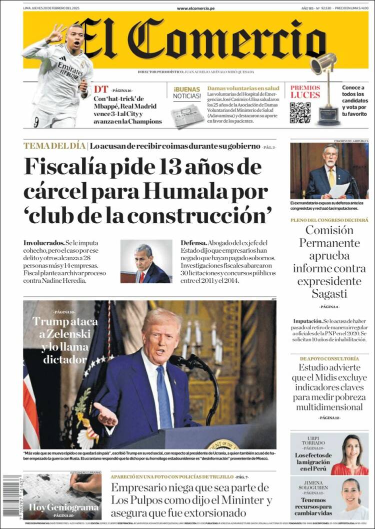 Portada de El Comercio (Perú)