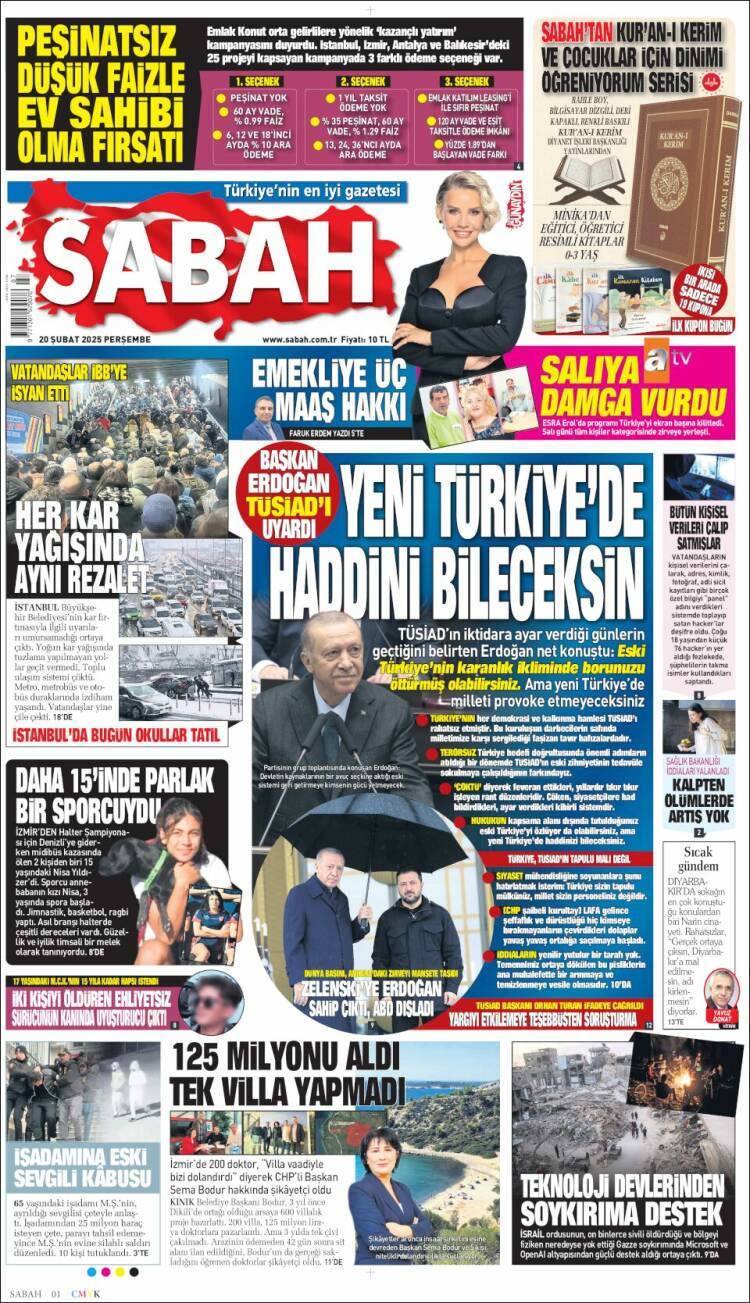 Portada de Sabah (Turquía)