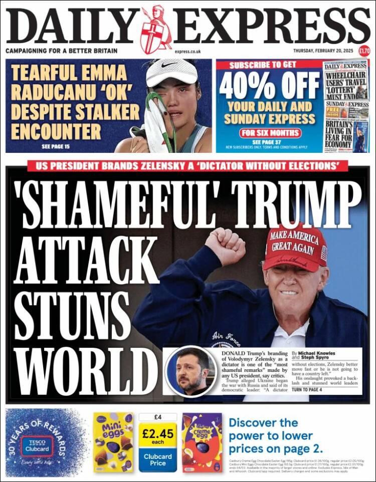 Portada de Daily Express (Reino Unido)