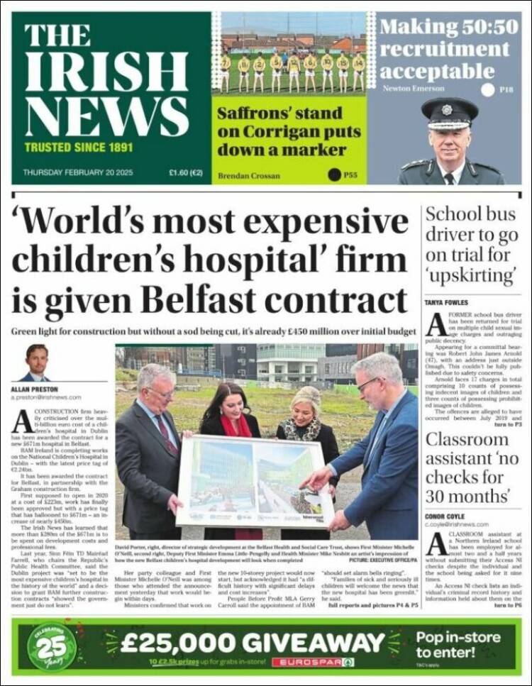 Portada de Irish News (United Kingdom)