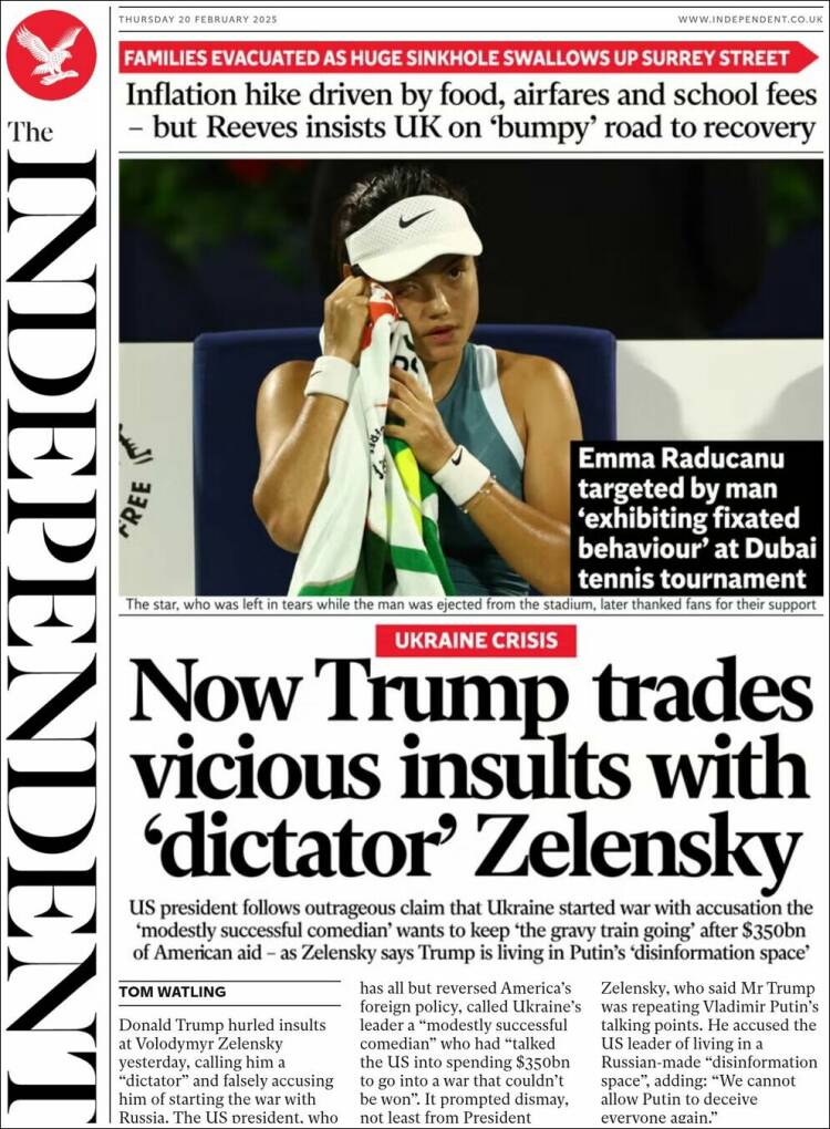 Portada de The Independent (United Kingdom)