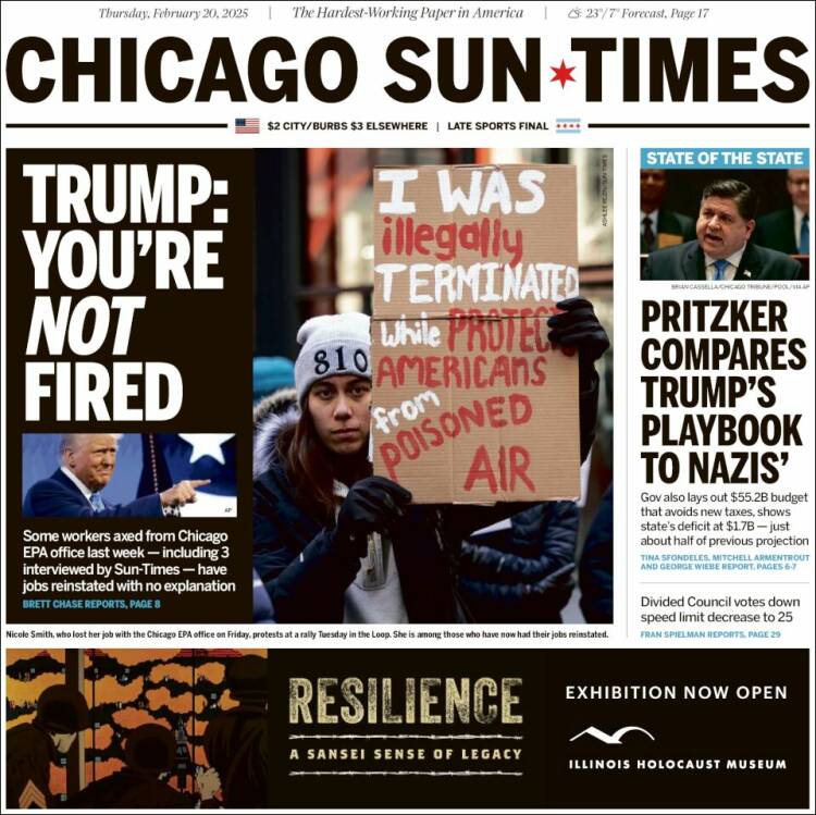 Portada de Chicago Sun-Times (USA)