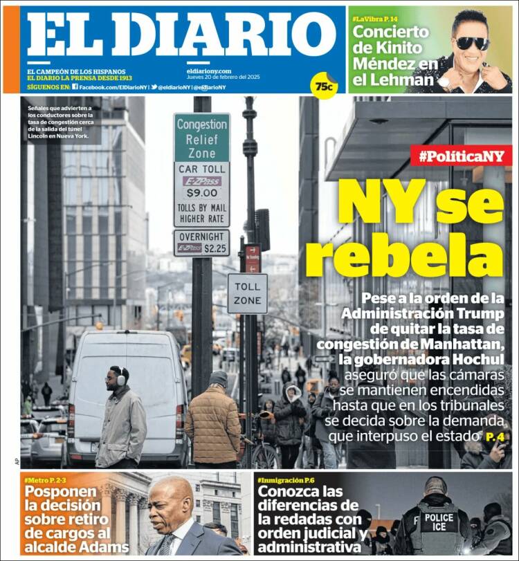 Portada de El Diario NY (USA)