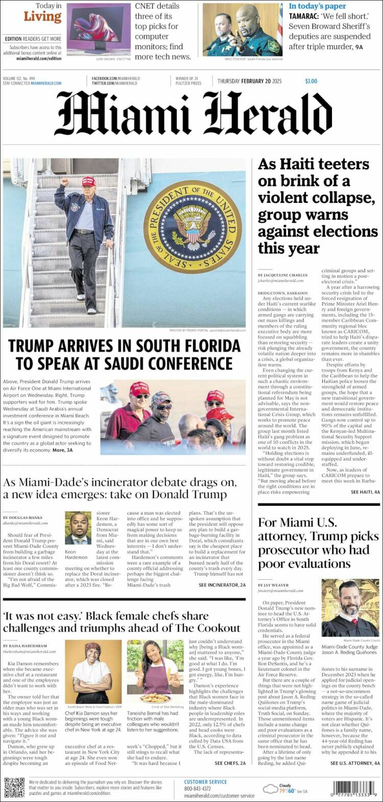 Portada de Miami Herald (USA)