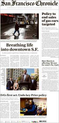 Portada de San Francisco Chronicle (USA)