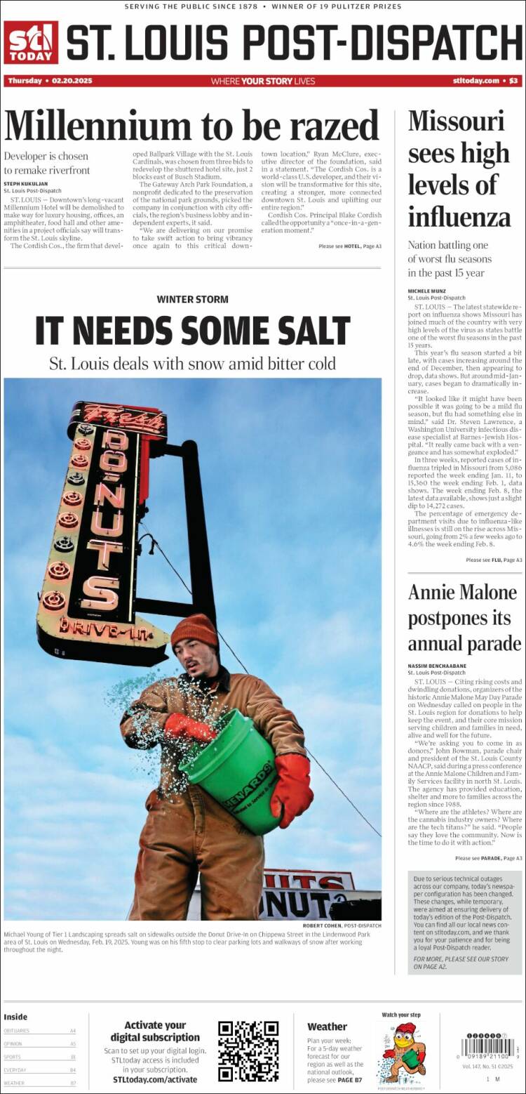 Portada de St. Louis Post-Dispatch (USA)