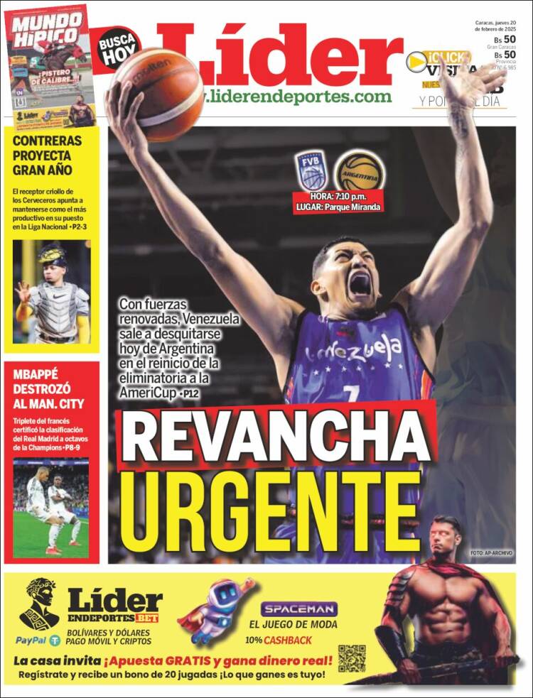 Portada de Lider en deportes (Venezuela)