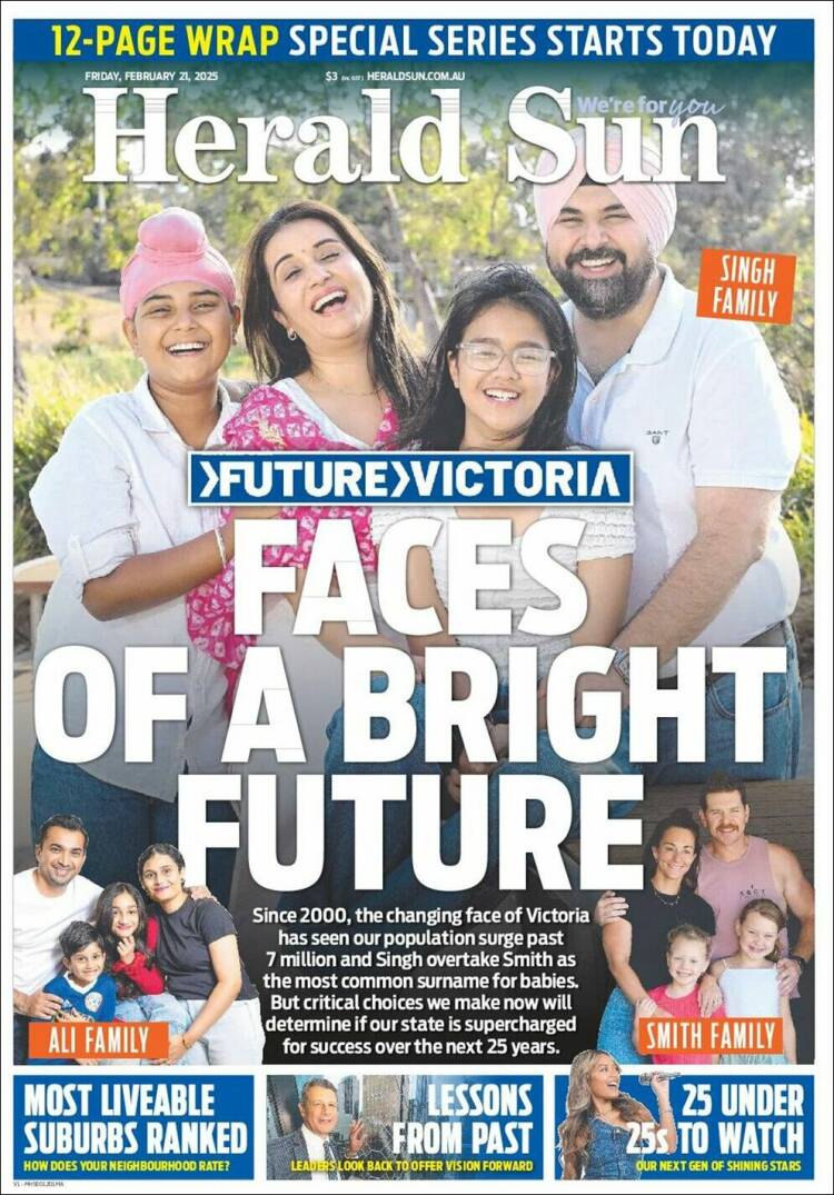 Portada de Herald Sun (Australia)