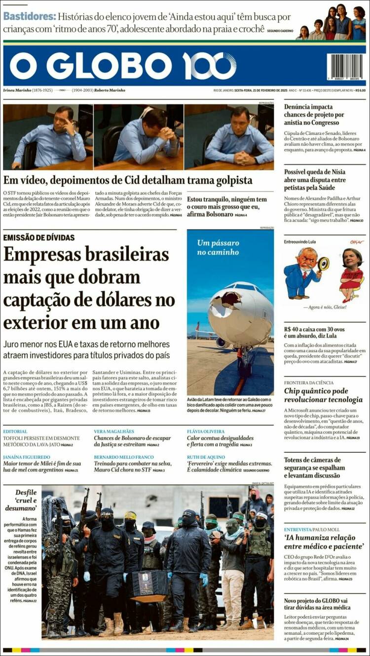 Portada de O Globo (Brasil)