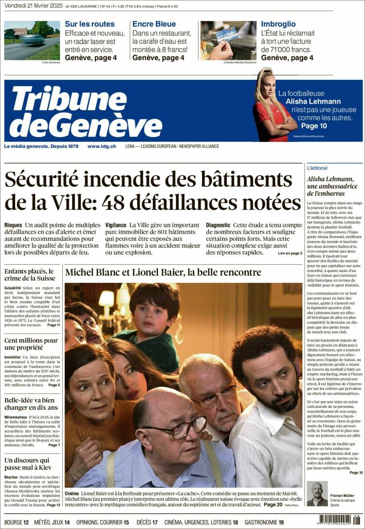 Portada de La Tribune de Genève (Switzerland)