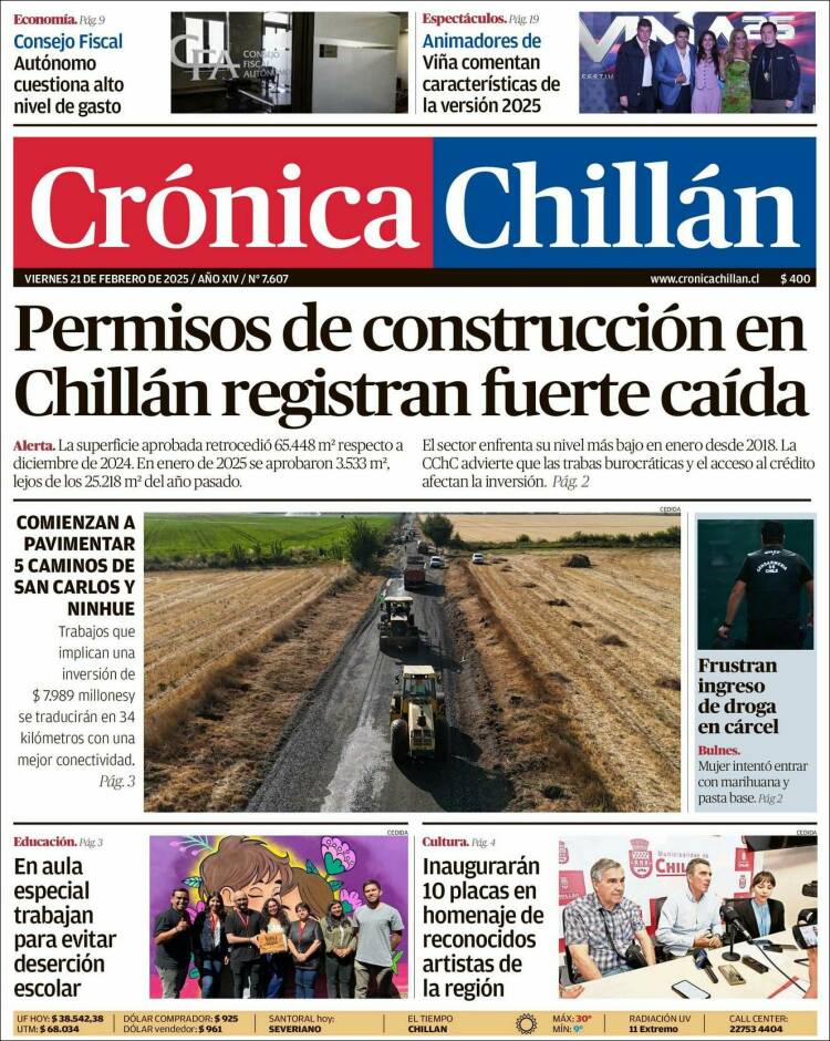 Portada de Crónica Chillán (Chile)