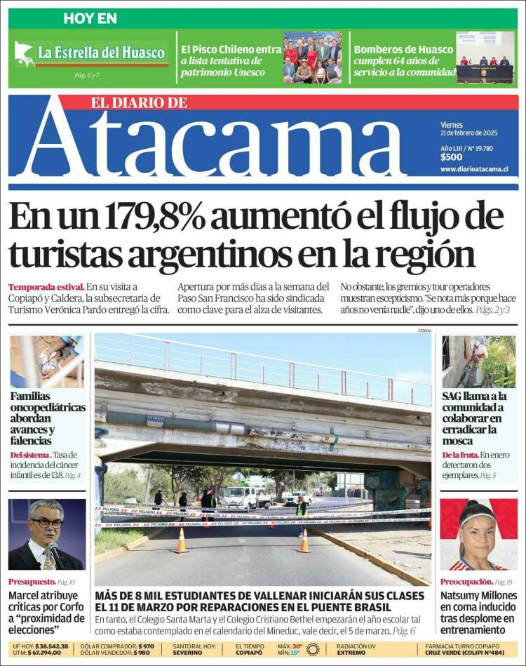 Portada de Diario de Atacama (Chile)