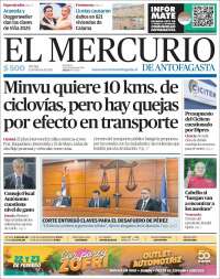 Portada de El Mercurio de Antofagasta (Chile)