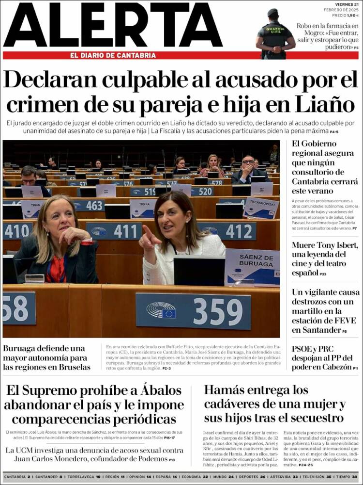 Portada de Alerta - El Diario de Cantabria (Spain)