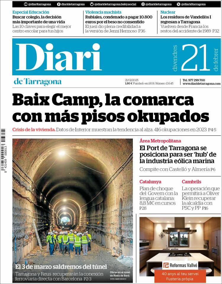 Portada de Diari de Tarragona (Spain)