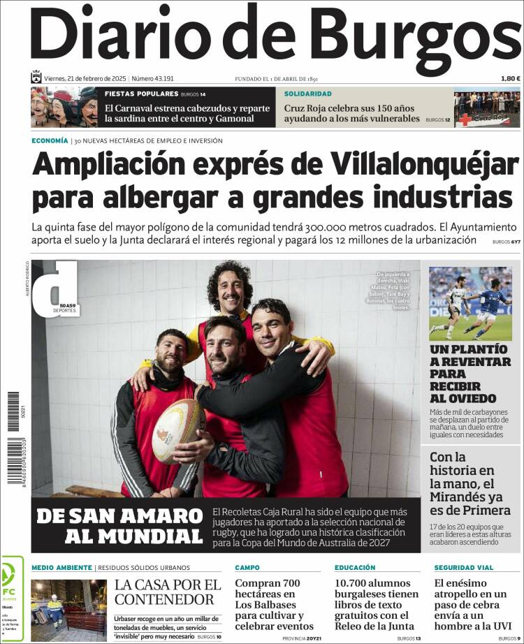 Portada de Diario de Burgos (Spain)