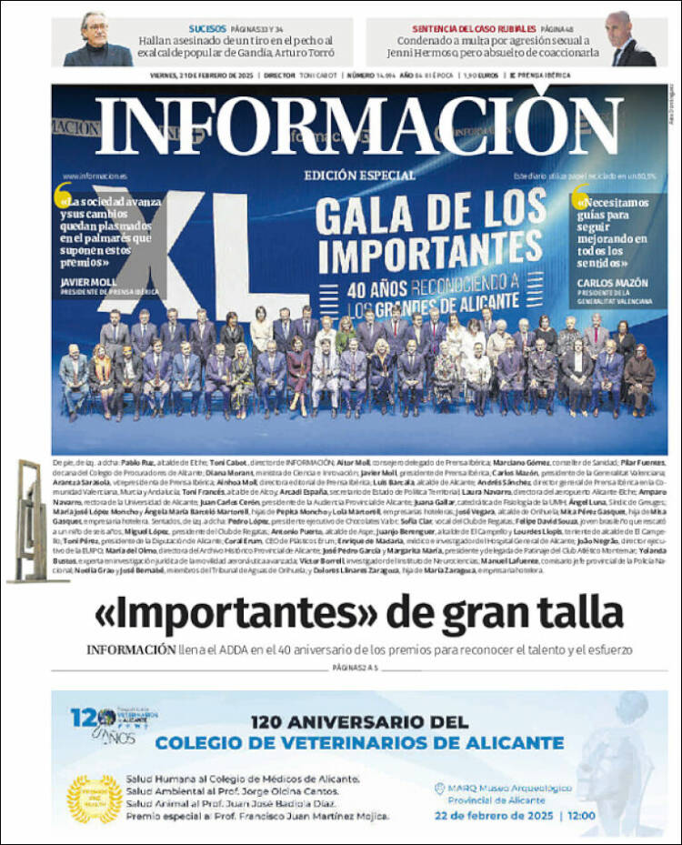 Portada de Diario Información (Espagne)