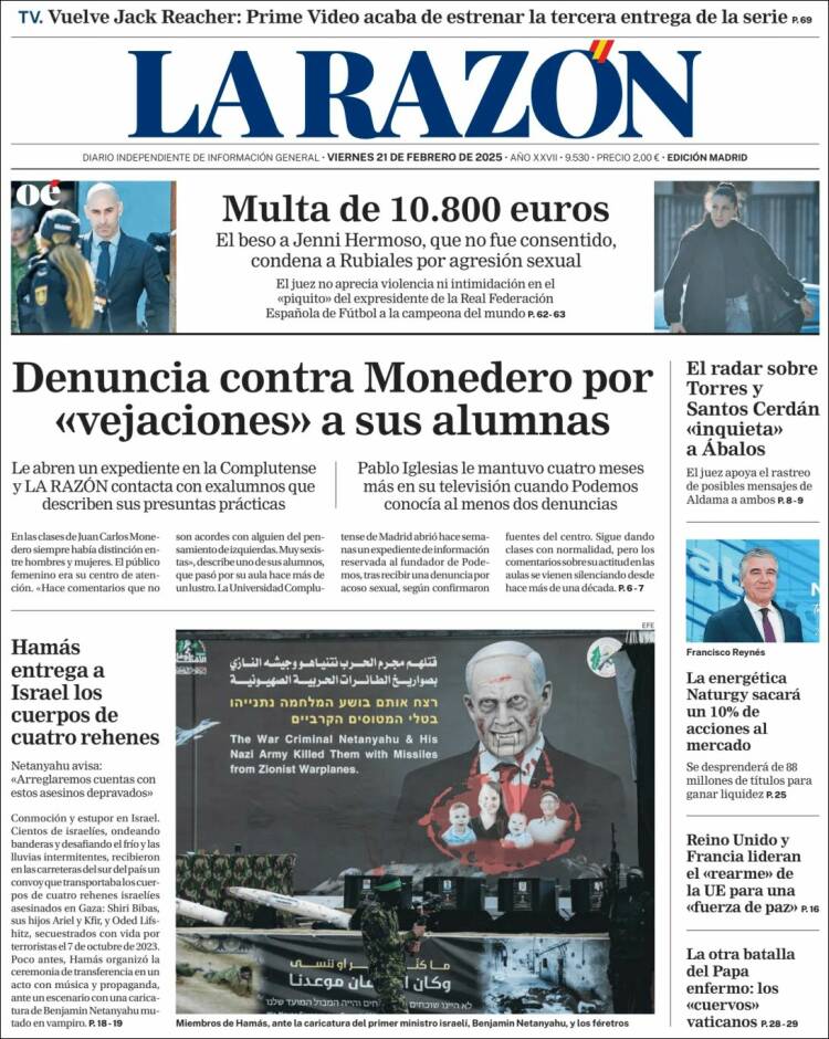 Portada de La Razón (Spain)