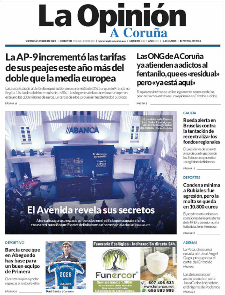 Portada de La Opinión de A Coruña (España)