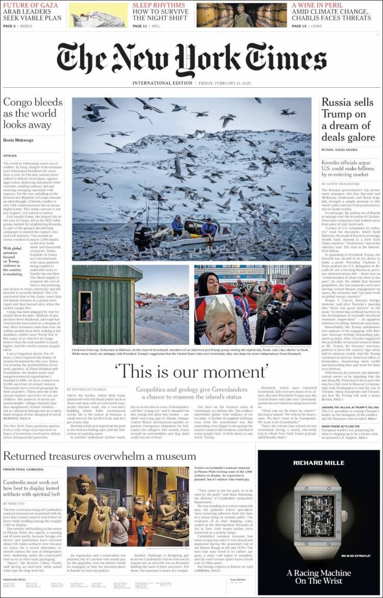 Portada de International New York Times (Europe)