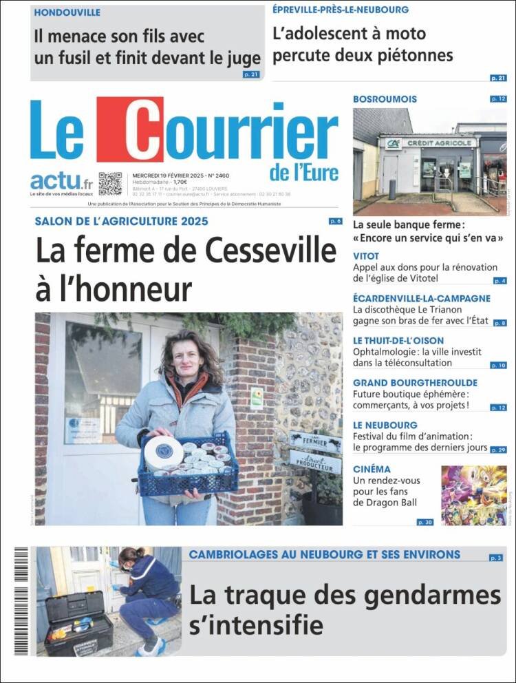 Portada de Le Courrier de l'Ouest (Francia)