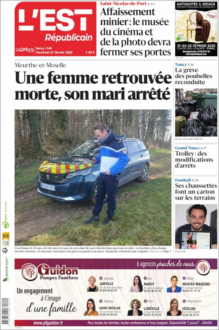 Portada de L'Est Republicain (France)