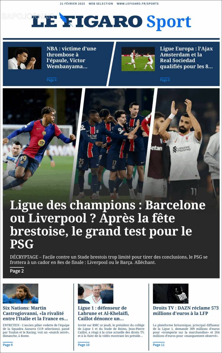 Portada de Le Figaro Sport (France)