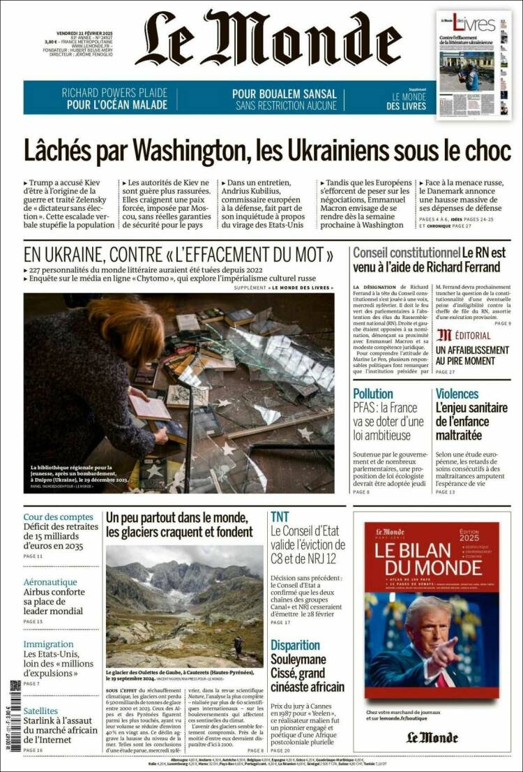 Portada de Le Monde (France)