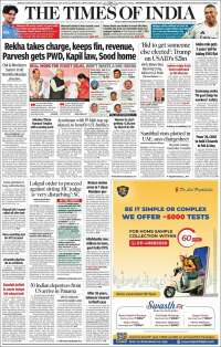 Portada de The Times of India (India)