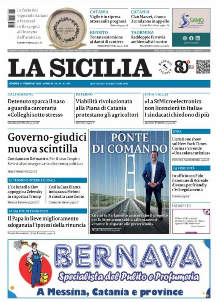 Portada de La Sicilia (Italia)