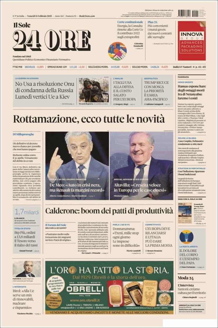 Portada de Il Sole 24 ORE (Italy)