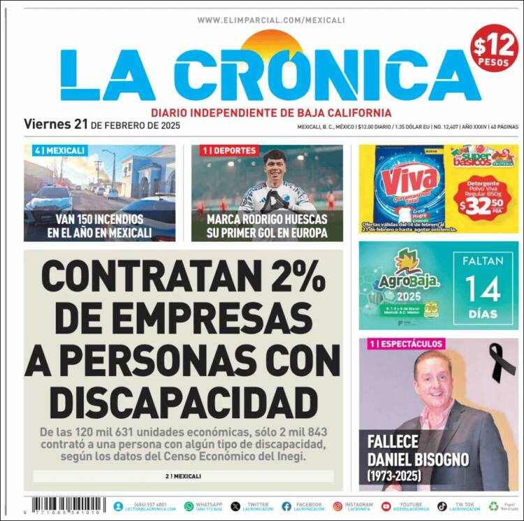 Portada de La Crónica de Baja California (Mexico)