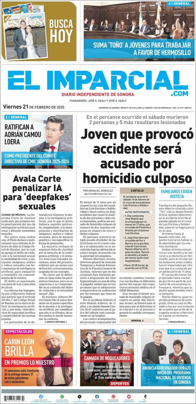 Portada de El Imparcial (Mexico)