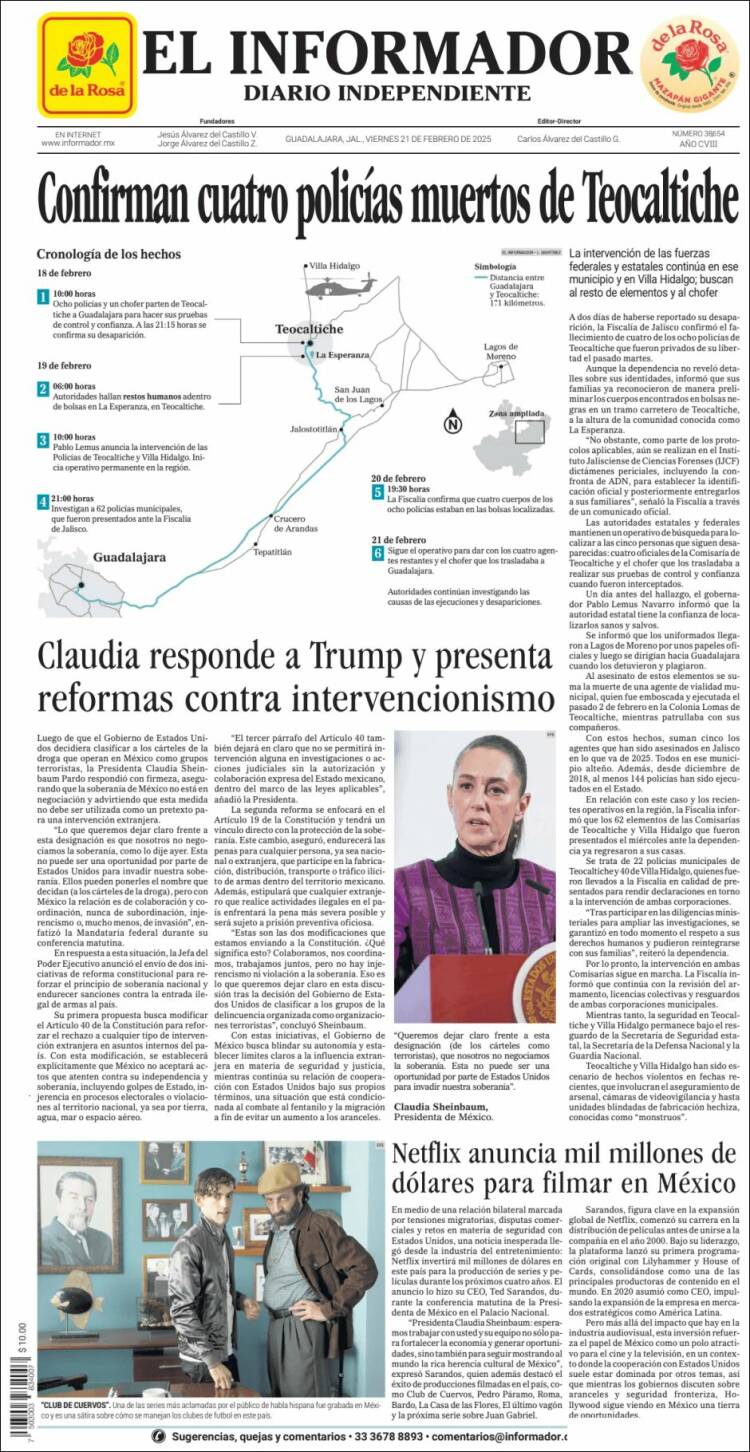 Portada de El Informador (Mexico)