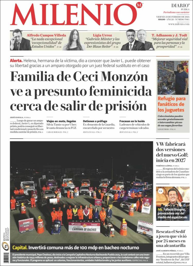 Portada de Milenio de Puebla (México)