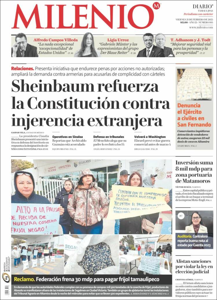 Portada de Milenio - Tamaulipas (Mexico)