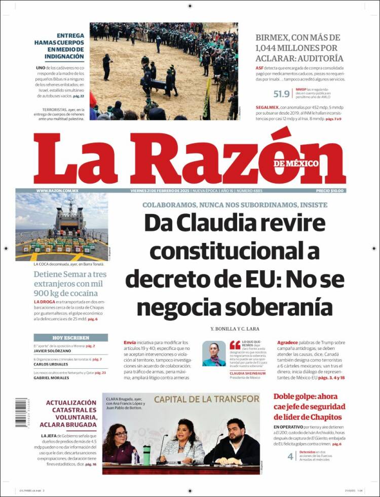 Portada de La Razón (Mexico)