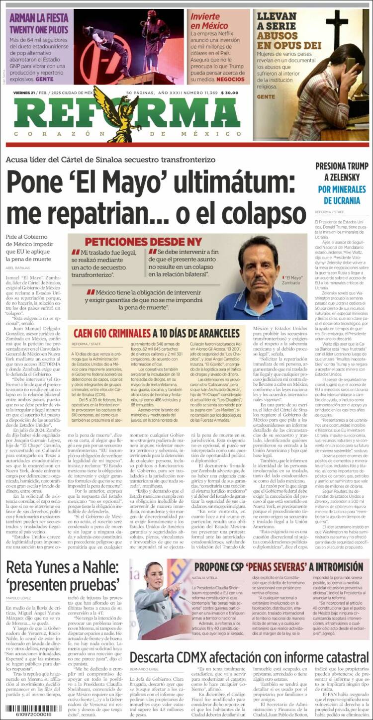 Portada de Reforma (Mexico)