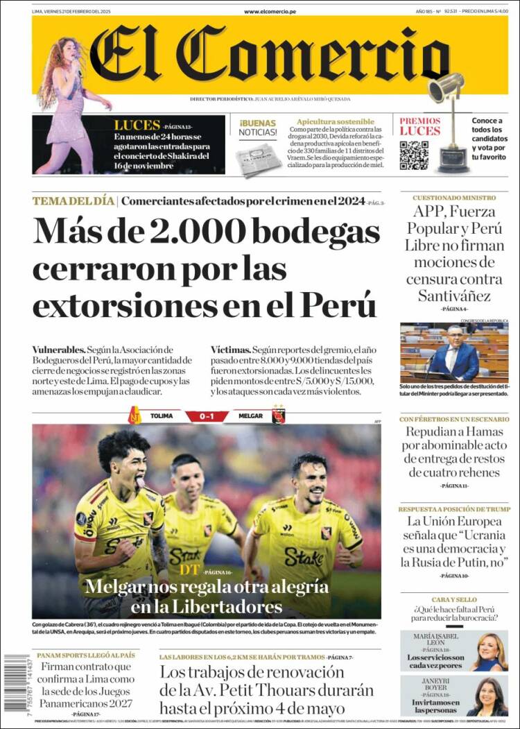 Portada de El Comercio (Peru)