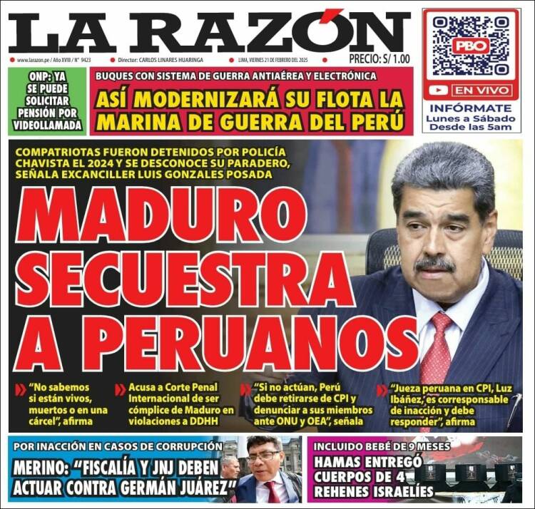 Portada de La Razón (Peru)