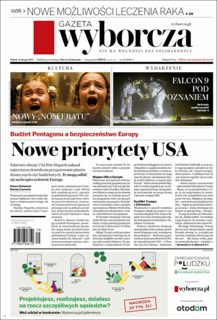 Portada de Gazeta Wyborcza (Polonia)