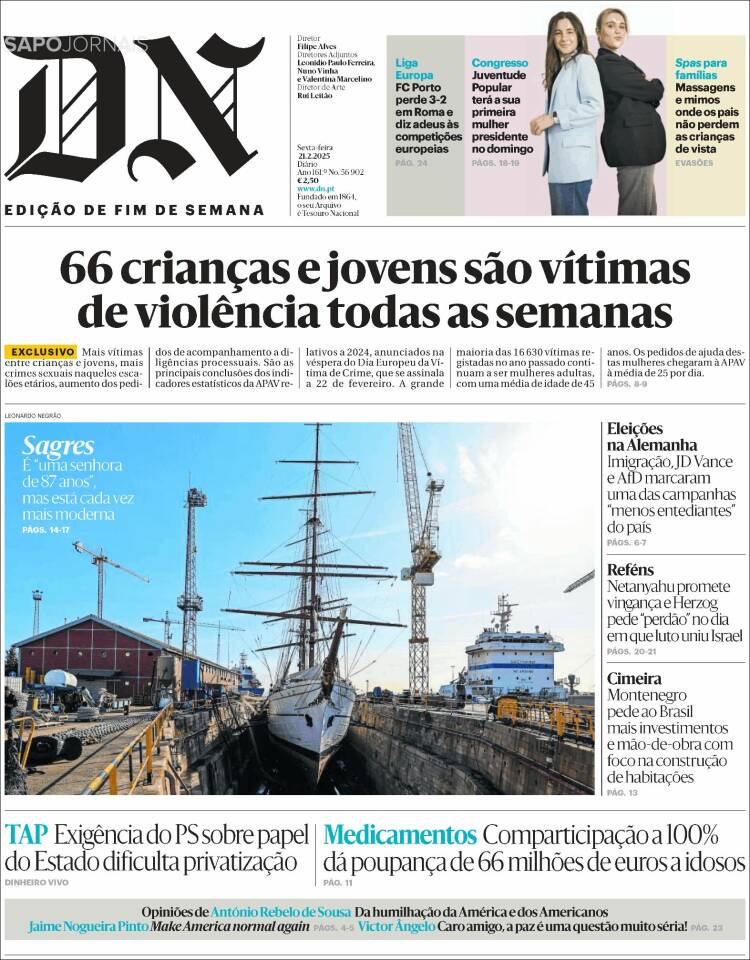 Portada de Diário de Noticias (Portugal)