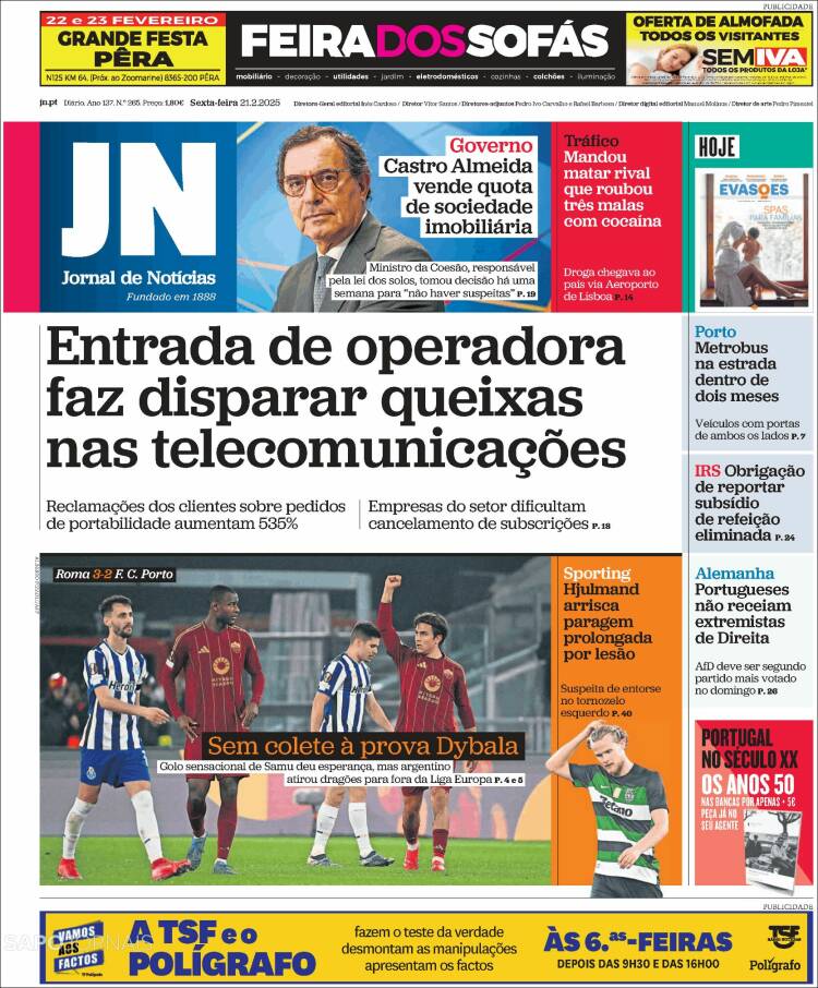 Portada de Jornal de Notícias (Portugal)