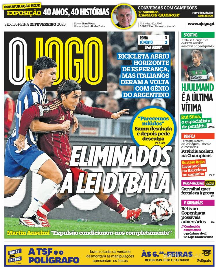 Portada de O Jogo (Portugal)