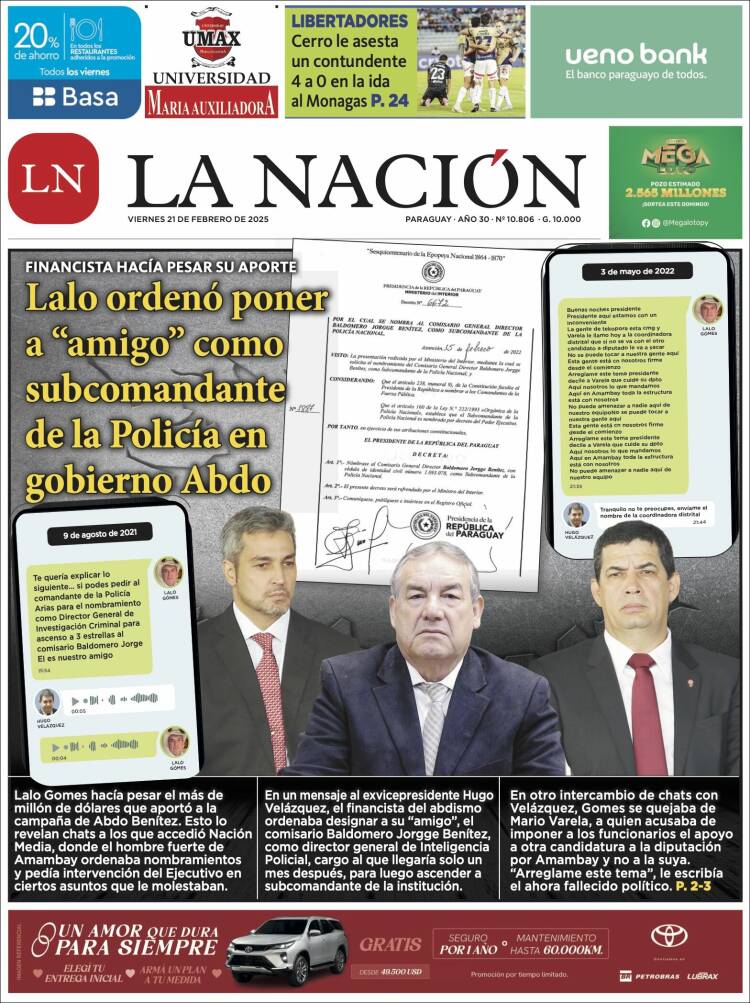 Portada de La Nación (Paraguay)