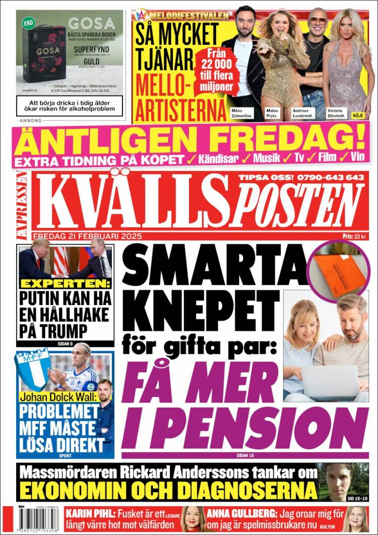 Portada de Kvällsposten (Sweden)