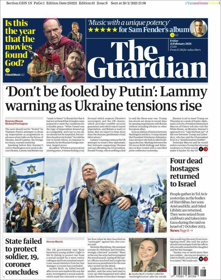 Portada de The Guardian (United Kingdom)