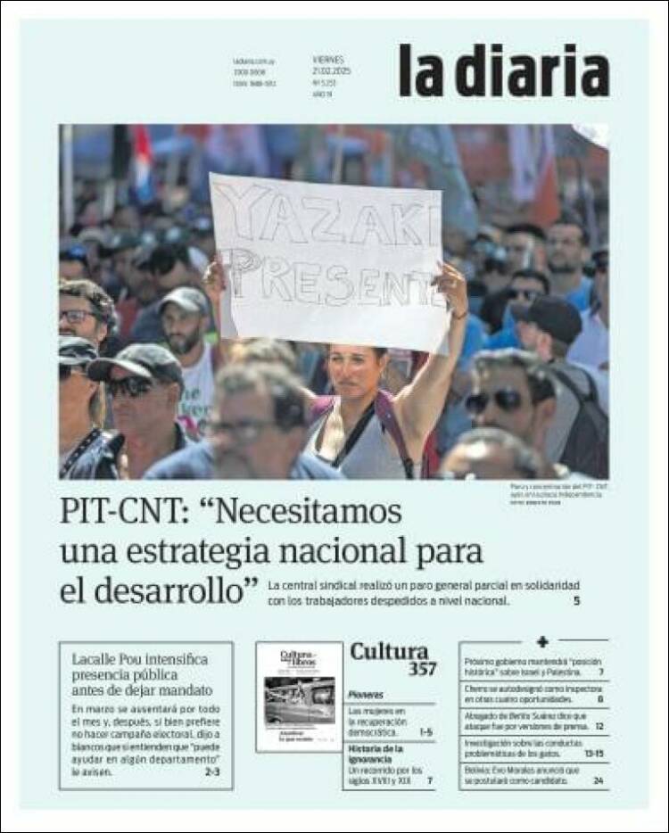 Portada de La Diaria (Uruguay)