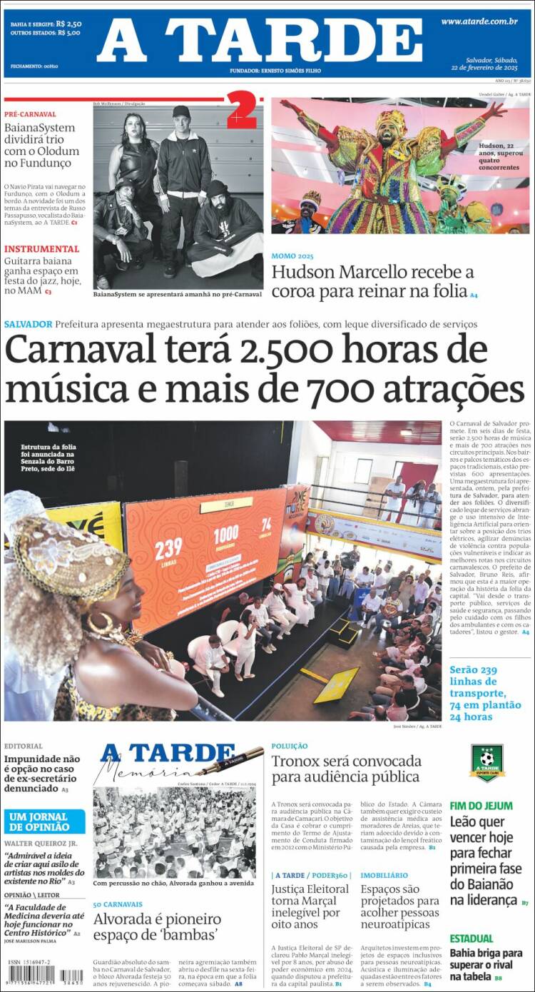 Portada de Diário A Tarde (Brasil)