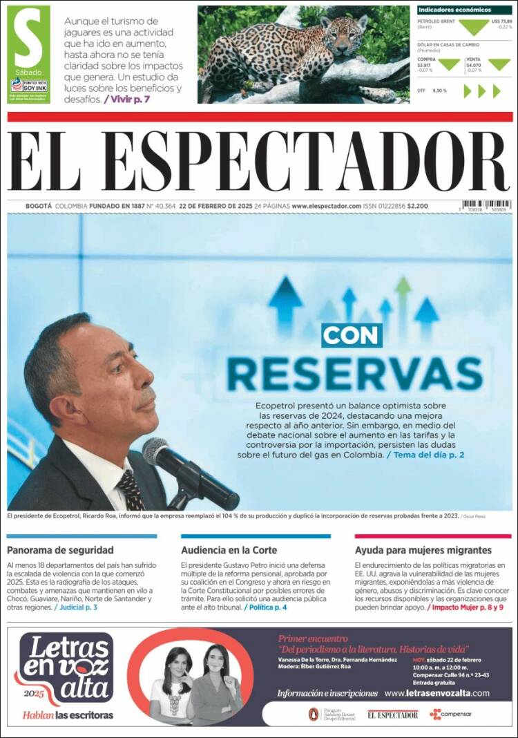 Portada de El Espectador (Colombia)